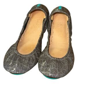 Tieks Slate Gray Croc Ballet Leather Flats